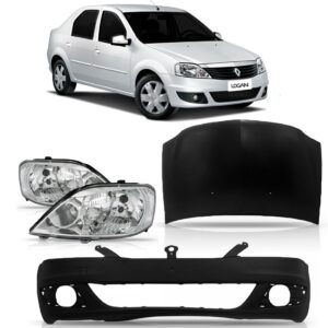Kit Combo Renault Logan 2012 2013 Capo + Farol + Parachoque