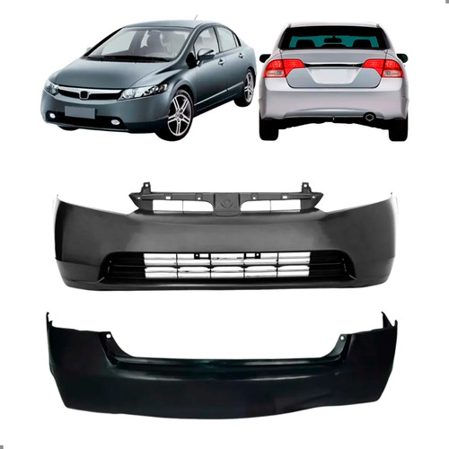 Par De Parachoque Para Civic 2009 2010 2011 Diant. Traseiro Para Pintar