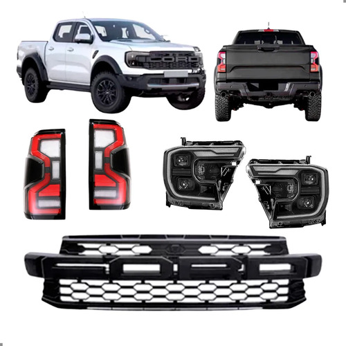 Kit Grade Farol Lanterna Para Ford Ranger 2024 A 2026 Raptor Para Pintar