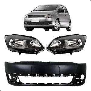 Kit Frente Fox 2011 2012 2013 2014 Parachoque Com Par Farol Para Pintar