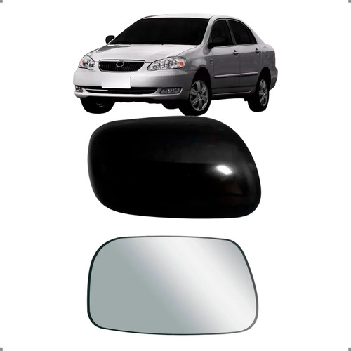 Kit Capa E Lente Retrovisor Para Corolla 2003 A 2008 Esquerd Esquerdo / Motorista