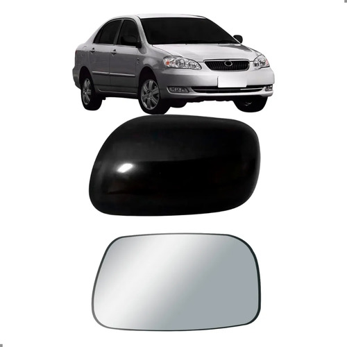 Kit Capa E Lente Retrovisor Para Corolla 2003 A 2008 Direita Direito / Passageiro