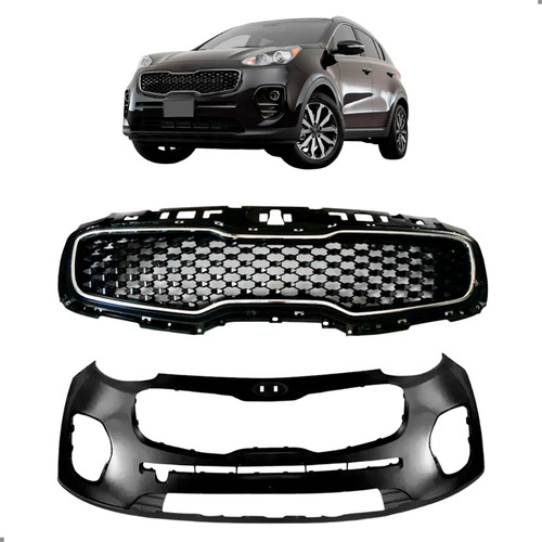 Kit Parachoque Para Sportage 2017 2018 2019 Com Grade Friso Para Pintar