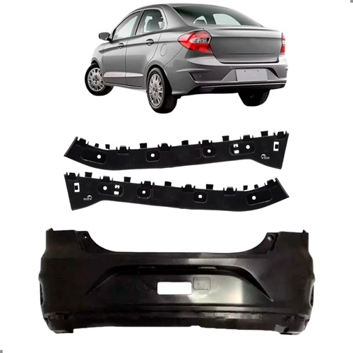 Parachoque Traseiro Com Par Guias Para Ka Sedan 2019 A 2022