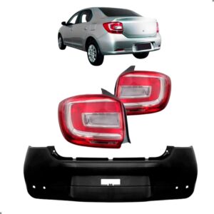 Kit Parachoque Traseiro Para Logan 2014 A 2016 Par Lanterna