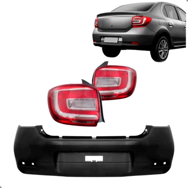 Kit Parachoque Traseiro Para Logan 2017 A 2025 E Lanternas