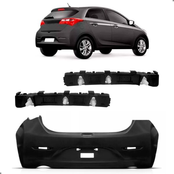 Parachoque Traseiro E Par Guias Para Hb20 Hatch 2012 A 2015