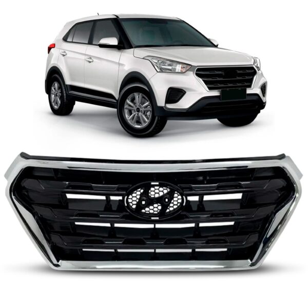 Grade Central Creta 2017 A 2020 Preta Com Friso 1a Linha Preto