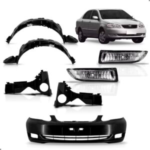 Kit Parachoque Dianteiro Corolla G9 2005 A 2008 Com Milha Preto