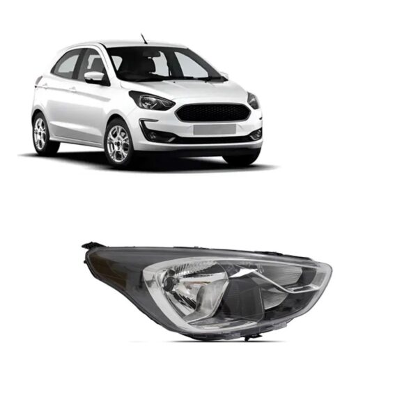 Farol Black/cromado Para Ford Ka 2019 A 2022 Manual (h4) Direito/passageiro