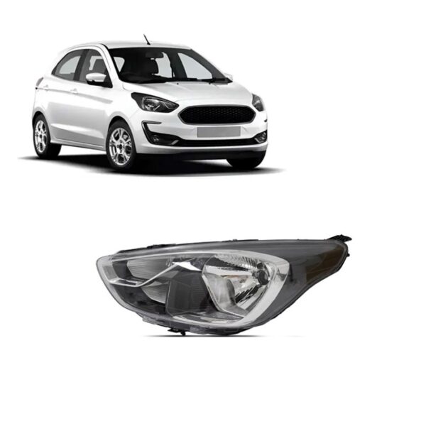 Farol Black/cromado Para Ford Ka 2019 A 2022 Manual (h4) Esquerdo/motorista