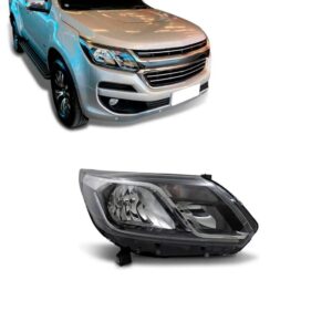 Farol Black Para S10/trailblazer 2017 A 24 C/ Friso Cromado Direito/passageiro