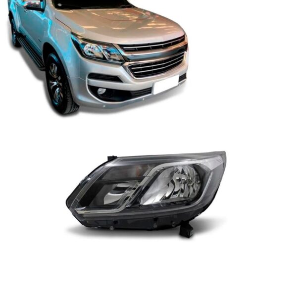 Farol Black Para S10/trailblazer 2017 A 24 C/ Friso Cromado Esquerdo/motorista