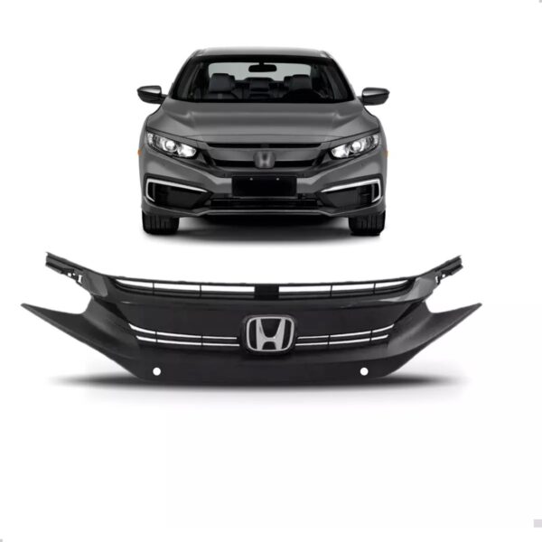 Grade Civic 2017 Até 2019 Black Piano Com Emblema 1a Linha
