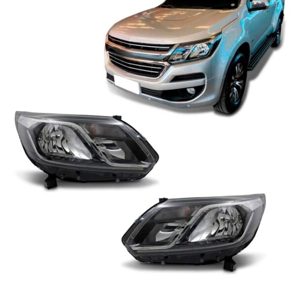 Par Farol Black Para S10/trailblazer 2017 A 24 Friso Cromado Ambos Lados