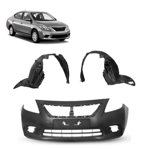 Kit Parachoq Para Versa 2011 2012 A 2014 Com Par Parabarros Preto