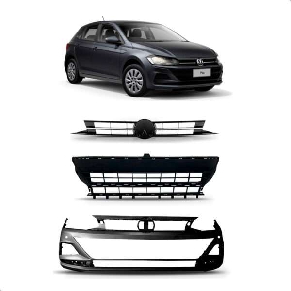 Kit Parachoque Com Grades Polo 2018 A 2022 Com Furo Sensor