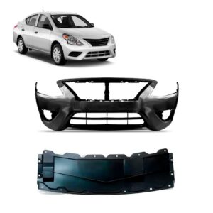 Kit Parachoque Para Versa 2015 A 2021 Com Defletor Dianteiro Preto