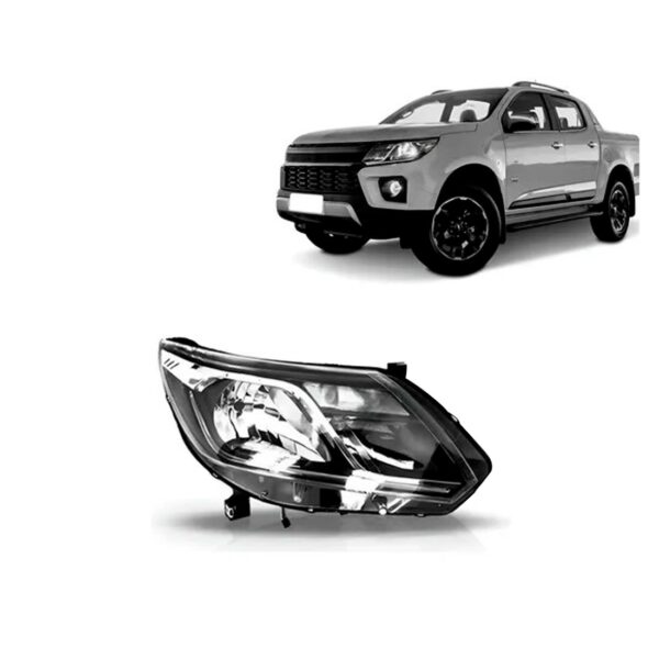 Farol Black Para S10/trailblazer 17 A 24 Friso Cromad S/ Led Direito/passageiro