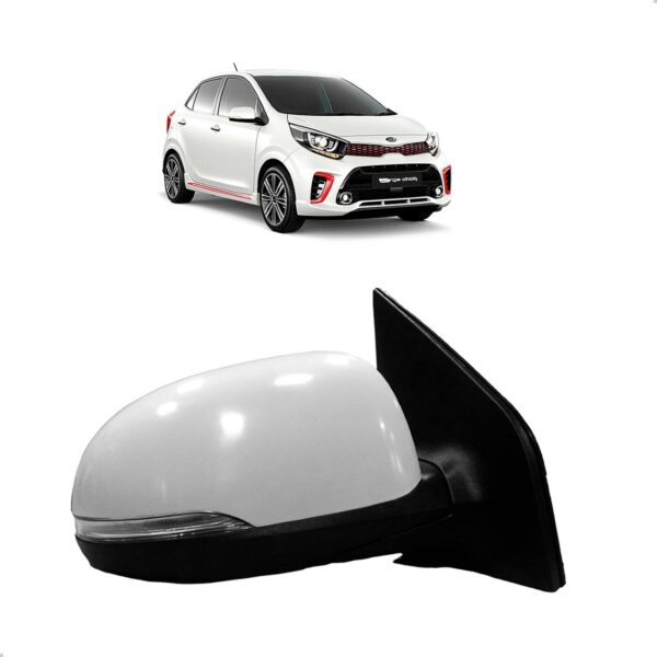 Retrovisor Elétrico Picanto 2010 A 2019 Capa Branca C/pisca Direito