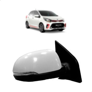 Retrovisor Elétrico Picanto 2010 A 2019 Capa Branca C/pisca Direito