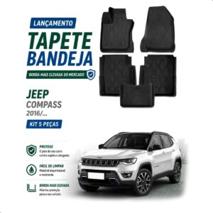 Tapete Bandeja Borda Elevada Impermeávl Compass 2016 A 2026 Preto