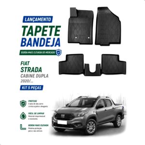 Tapete Bandeja 3d Strada Cabine Dupla 2020 A 2026 Impermeávl Preto
