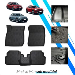 Tapete Bandeja 3d Borda Elevada Tera 2025 2026 Impermeável Preto