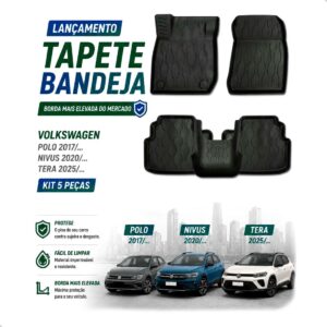 Tapete Bandeja 3d Borda Elevada Tera 2025 2026 Impermeável Preto