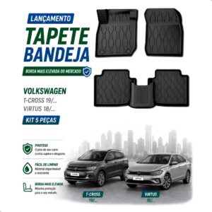 Tapete Bandeja 3d Virtus / T-Cross 2018 2019 A 2025 2026 Impermeável Preto