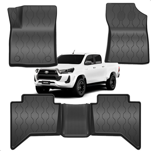 Tapete Bandeja 3d Hilux Cabine Dupla 2016 A 2026 Impermeável Preto