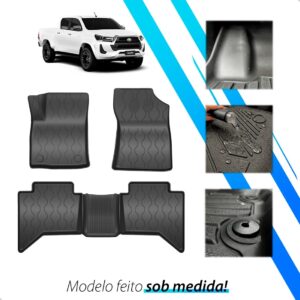 Tapete Bandeja 3d Hilux Cabine Dupla 2016 A 2026 Impermeável Preto