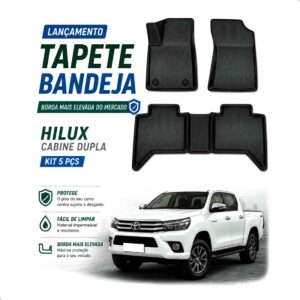 Tapete Bandeja 3d Hilux Cabine Dupla 2016 A 2026 Impermeável Preto