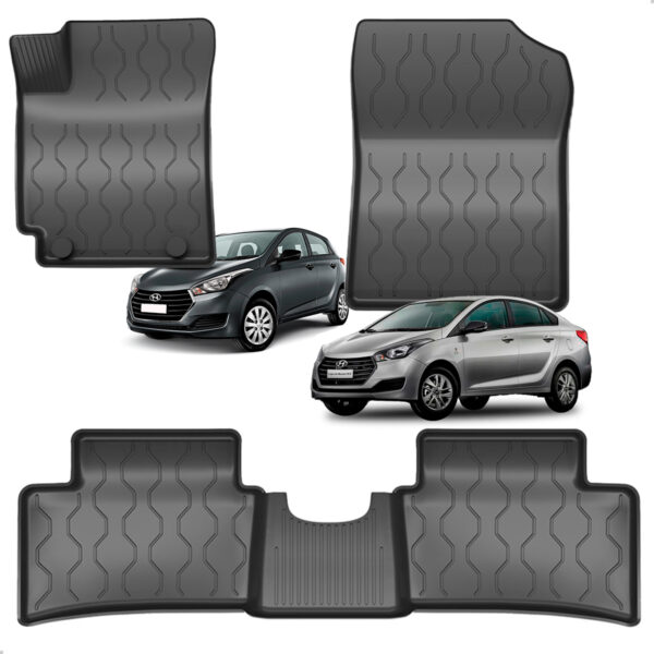 Tapete Bandeja 3d Hb20s Sedan 2013 2014 A 2019 Impermeável Preto