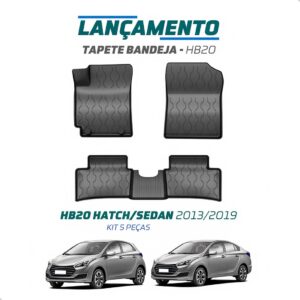 Tapete Bandeja 3d Hb20s Sedan 2013 2014 A 2019 Impermeável Preto