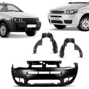 Kit Parachoque Com Par Parabarro Palio Flex/strada 2005 A 08 Preto