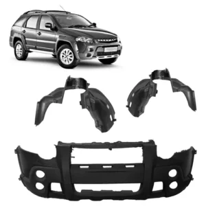 Kit Parachoque C/ Par Parabarro P/ Strada Locker 2009 A 2013 Preto