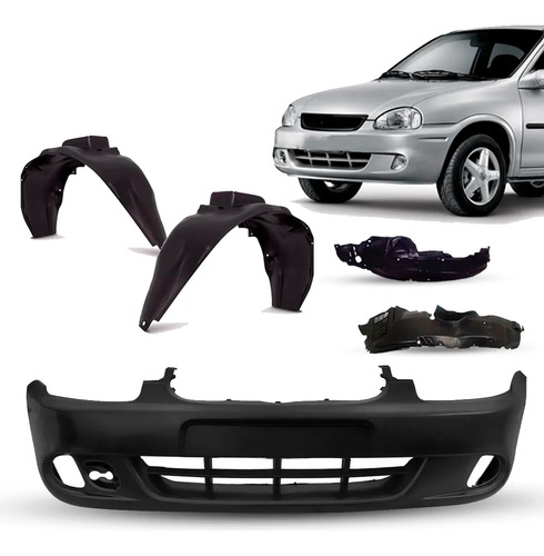 Kit Parachoque Diant C/ Par Parabarro P/ Corsa 2000 A 2002 Preto