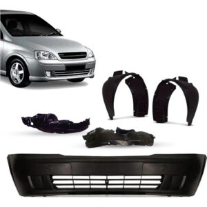 Kit Parachoque E Par Parabarro Para Corsa 2003 2004  A 2007 Preto