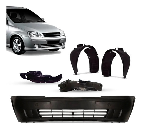 Kit Parachoque E Par Parabarro Para Corsa 2003 2004  A 2007 Preto