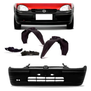 Kit Parachoque Com Par Parabarro Para Corsa 1996 1997 A 1999 Preto