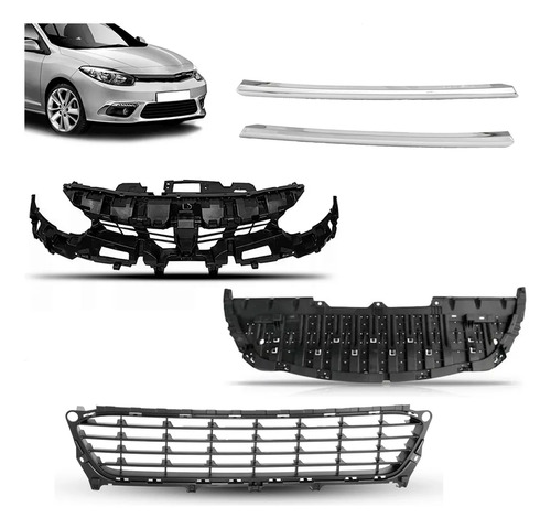 Kit Grade E Acabamento Inferior Para Fluence 2014 A 2018 Preto