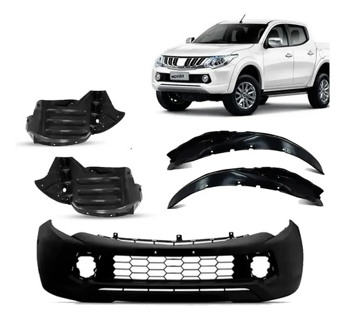 Kit Parachoque P/ L200 Triton 2017 A 2020 Com Kit Parabarros Preto
