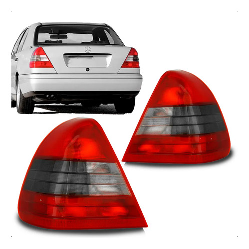 Kit Lanterna Tras/ Mercedes Benz C200 1994/2000 Cristal/fumê Ambos Lados Fumê