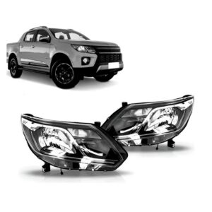 Par Farol Black P/ S10/trailblazer 17 A 24 Friso Crom S/ Led Ambos Lados