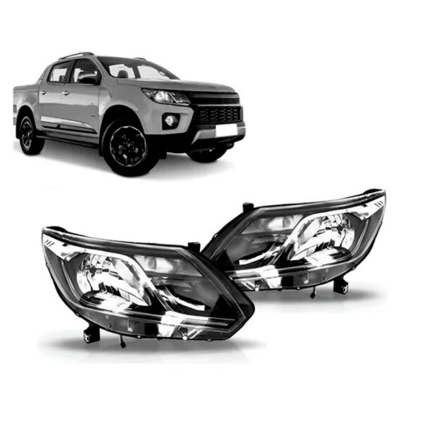 Par Farol Black P/ S10/trailblazer 17 A 24 Friso Crom S/ Led Ambos Lados