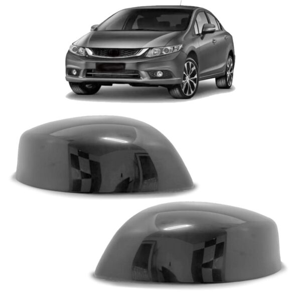 Kit Capa De Retrovisor Para Civic 2012 2014 A 2016 Sem Furo Preto