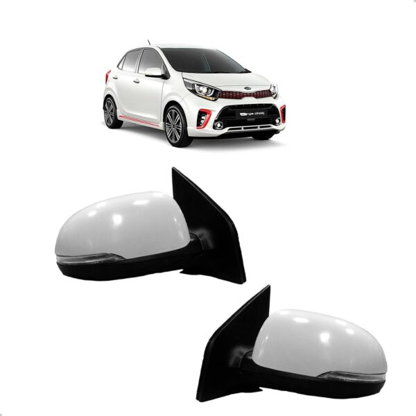 Par Retrovisor Elétrico Picanto 2010 A 2019 Branco C/pisca
