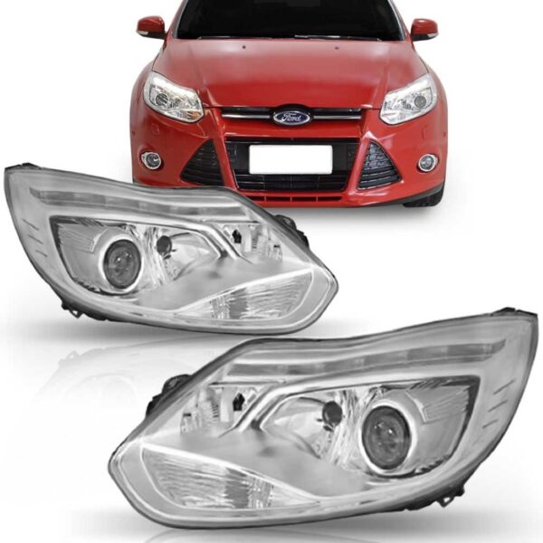 Farol Para Focus 2014 A 2015 Eletrico Cromado C/motor C/led Esquerdo/motorista