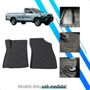 Tapete Bandeja 3d Hilux Cab. Simples 2016 A 2026 Impermeável Cinza-escuro